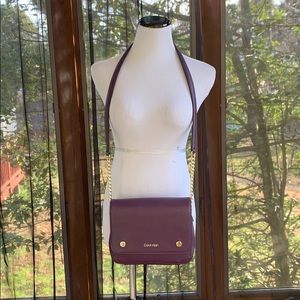 Calvin Klein leather crossbody bag in aubergine